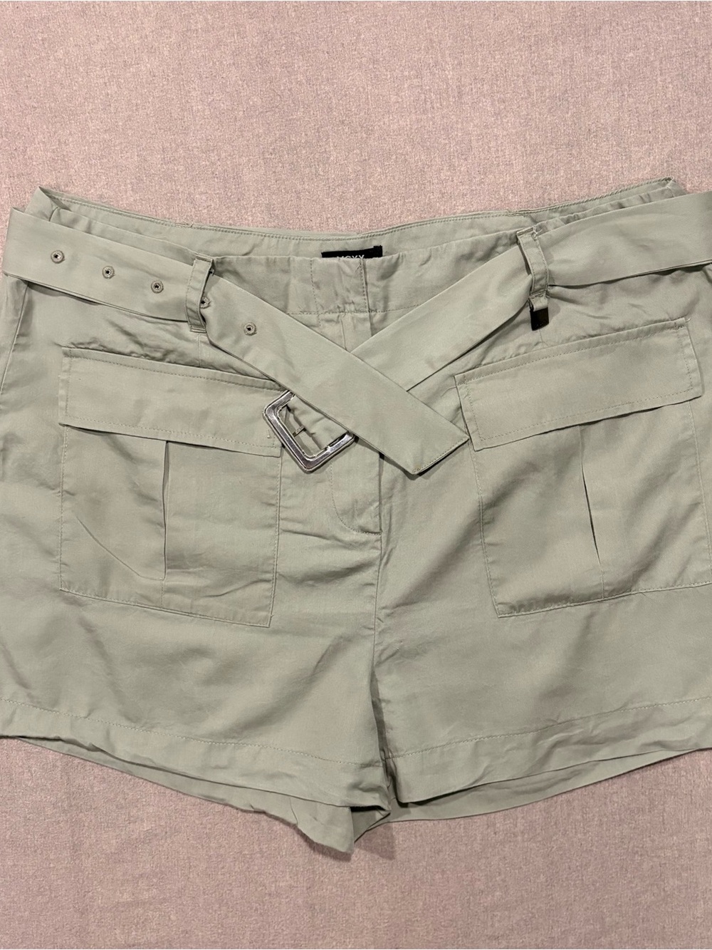 Mexx Sage Green Belted Cargo Shorts